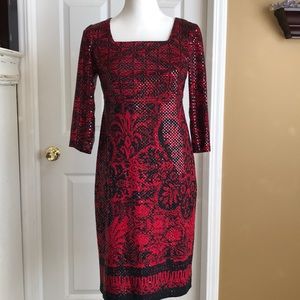 Chris McLaughlin red and black shimmer dress